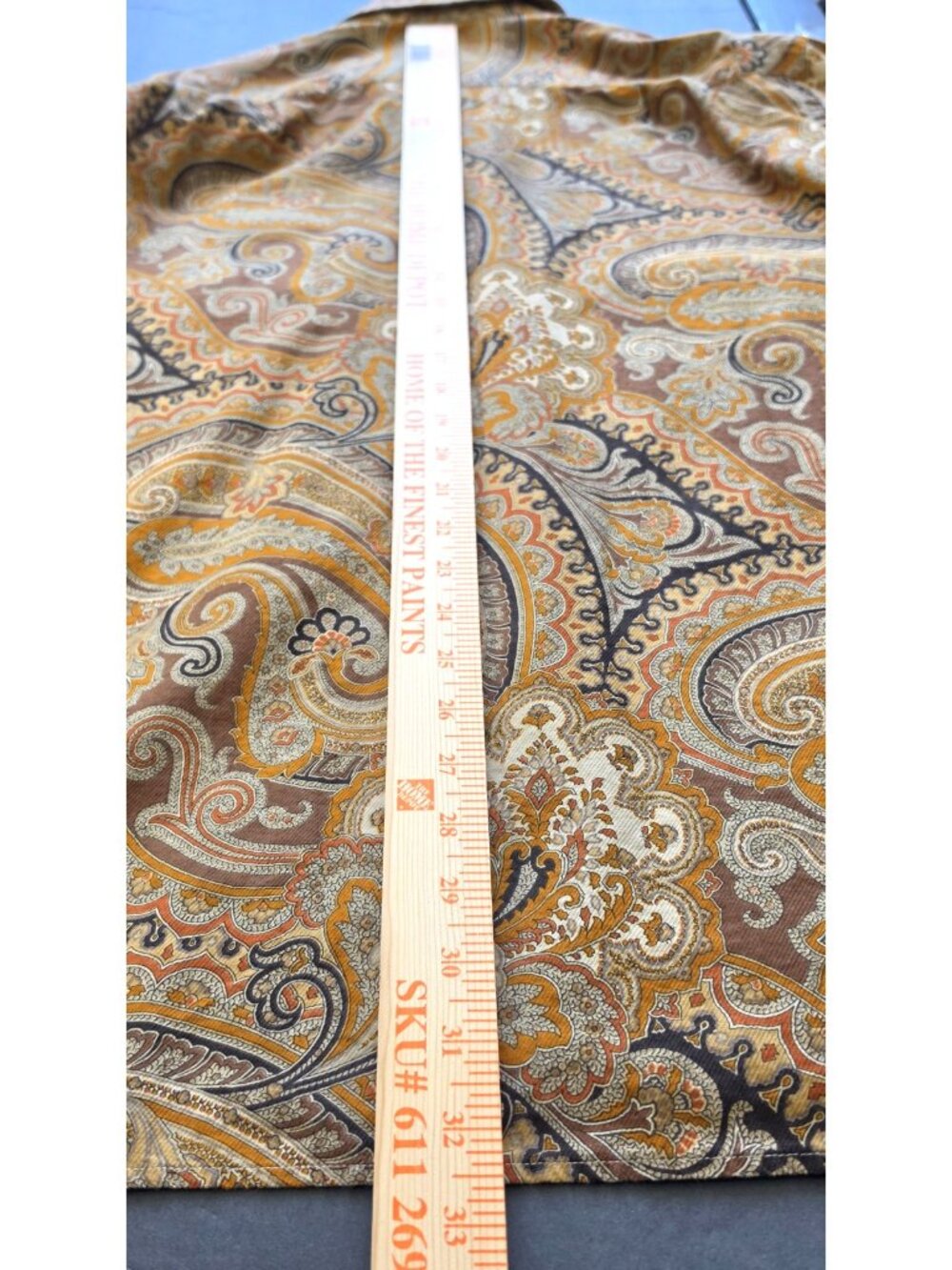 Ermenegildo Zegna Mens Large Paisley Shirt 100% Cotton Brown Gold Long - Picture 10 of 11